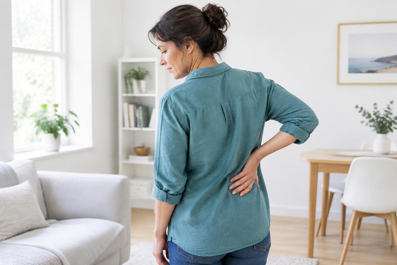 Woman resting a hand on her lower back