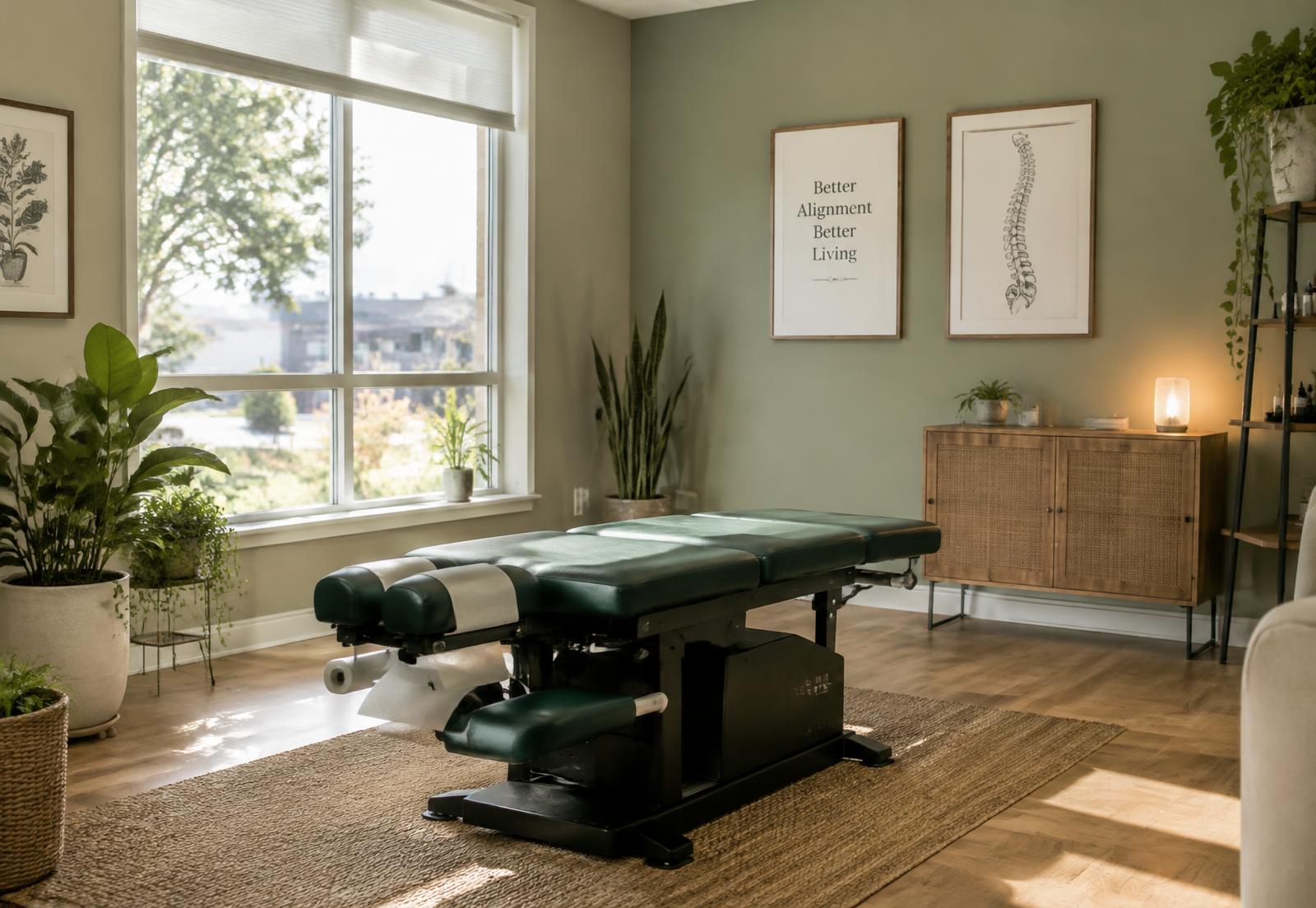 Calm treatment room at Symmetry Chiropractic