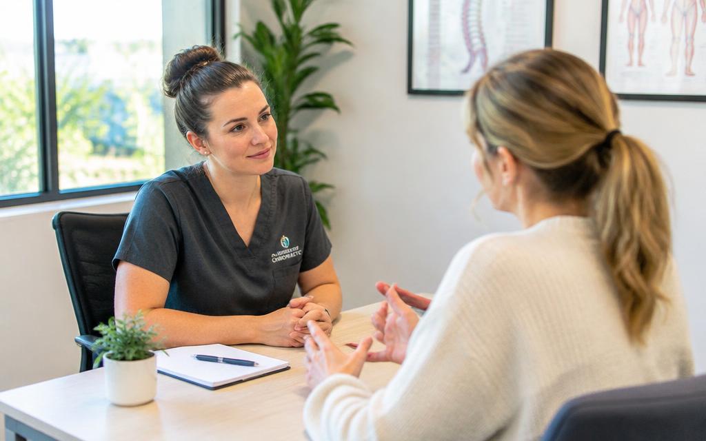 Doctor listening attentively as a patient describes her symptoms
